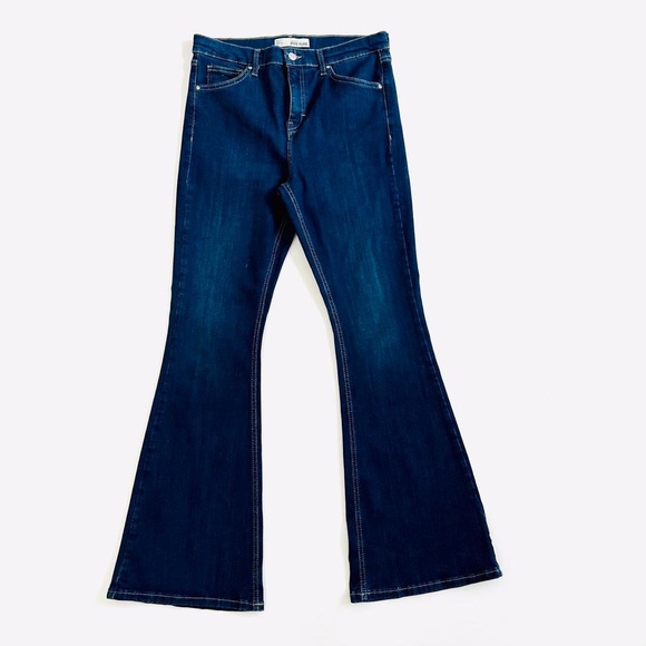 Topshop Denim - Topshop Moto Jamie flare jeans W32 L30 fits UK 12 Mid blue High rise retro 70s
